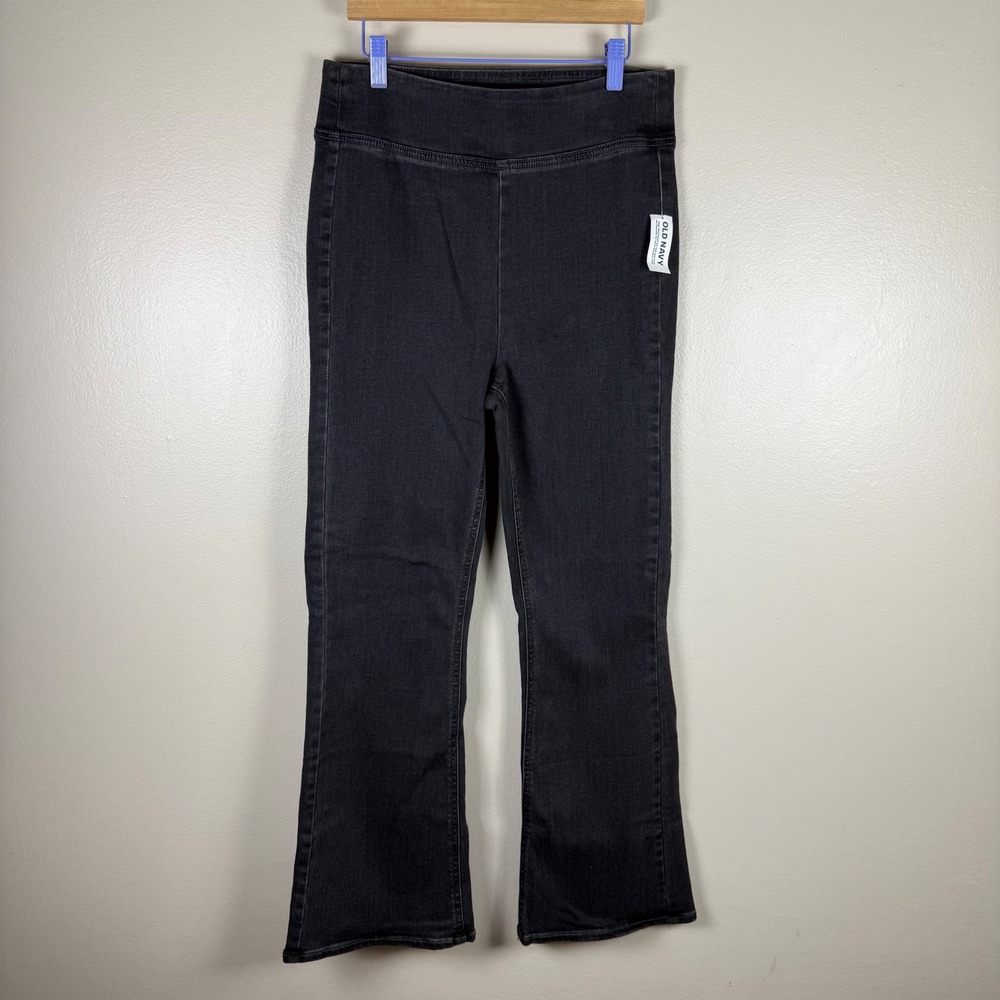 Old Navy Womens 8 Tall Weekender Flare Jeans Dark Gray High Rise Pull On Stretch